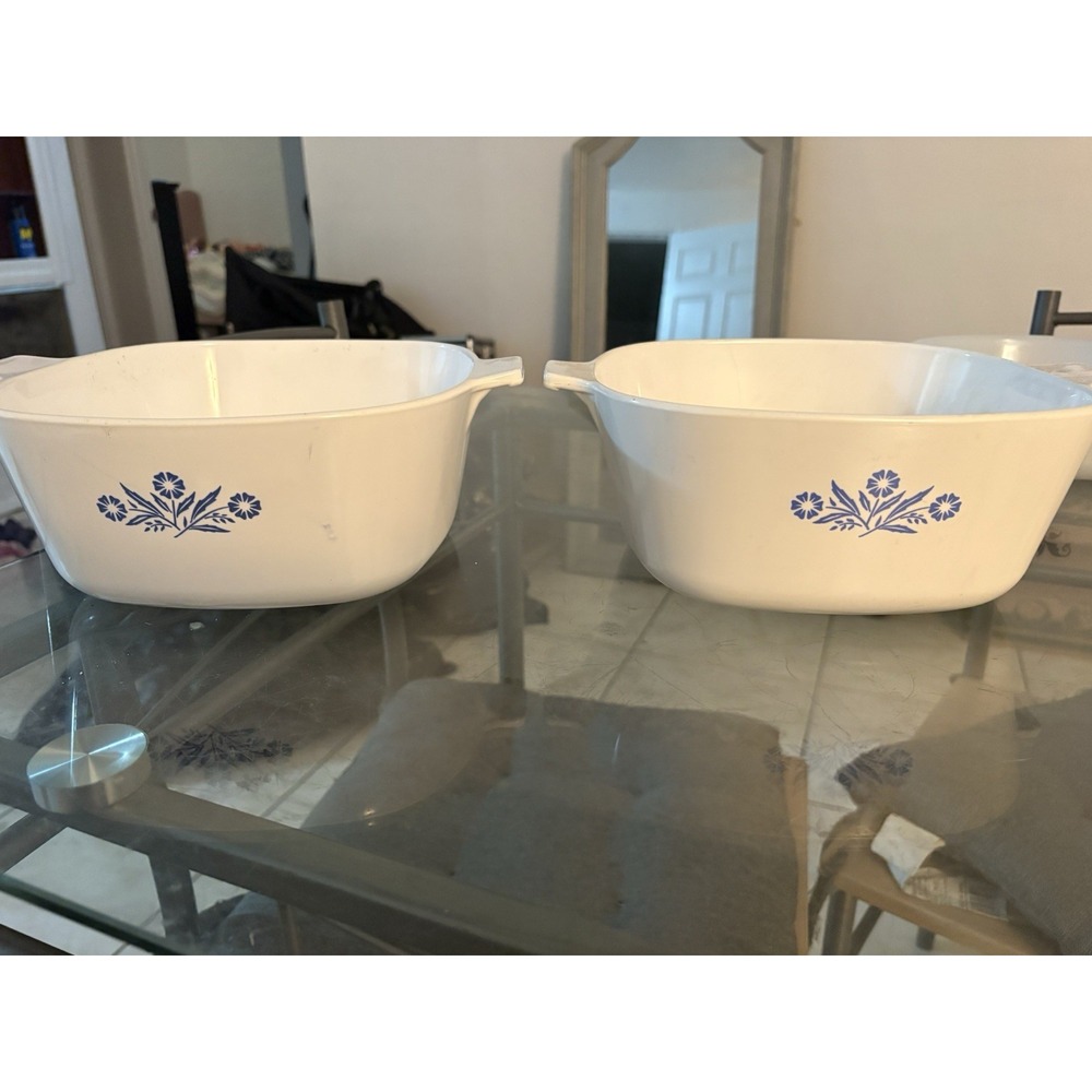 Vintage Corning Ware Blue Cornflower Casserole Dish P-2 1/2-B 2.5 QT Pair Set 2